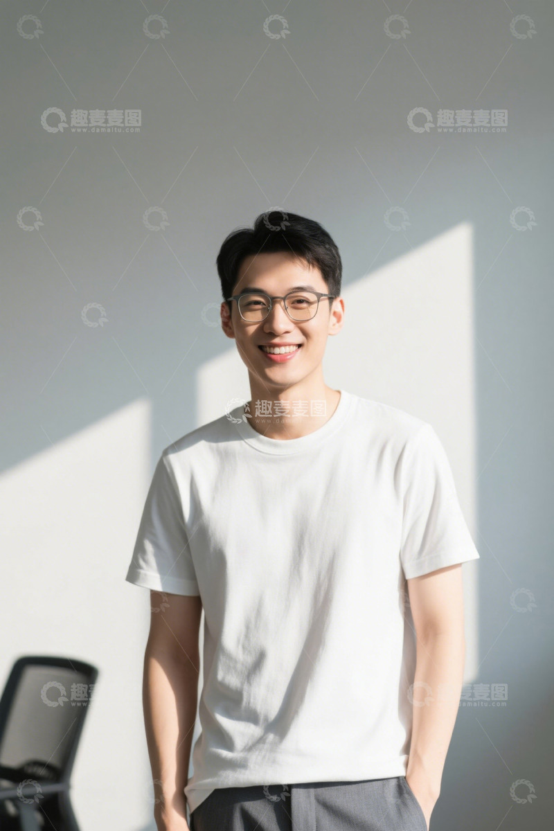 高清大图下载【趣麦麦图】阳光下微笑的年轻男子