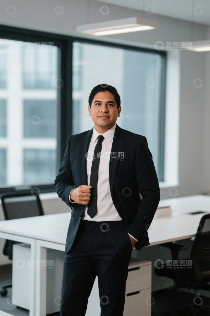 高清大图下载【趣麦麦图】自信的商务男士办公室肖像