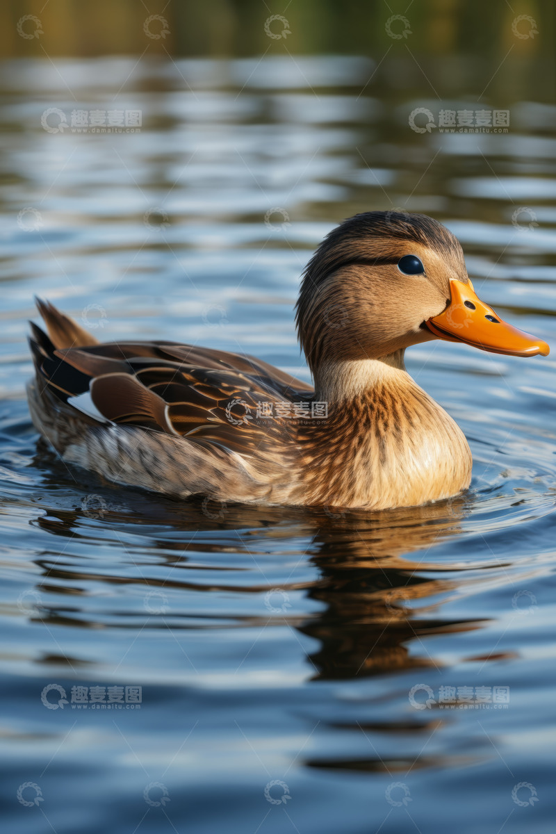 高清大图下载【趣麦麦图】水中游泳的野生鸭子