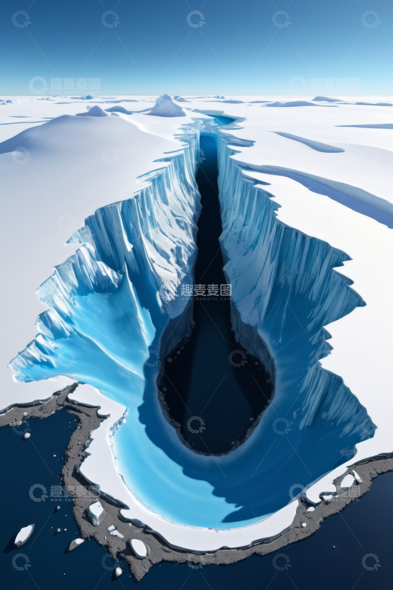 高清大图下载【趣麦麦图】冰川裂缝俯瞰景象