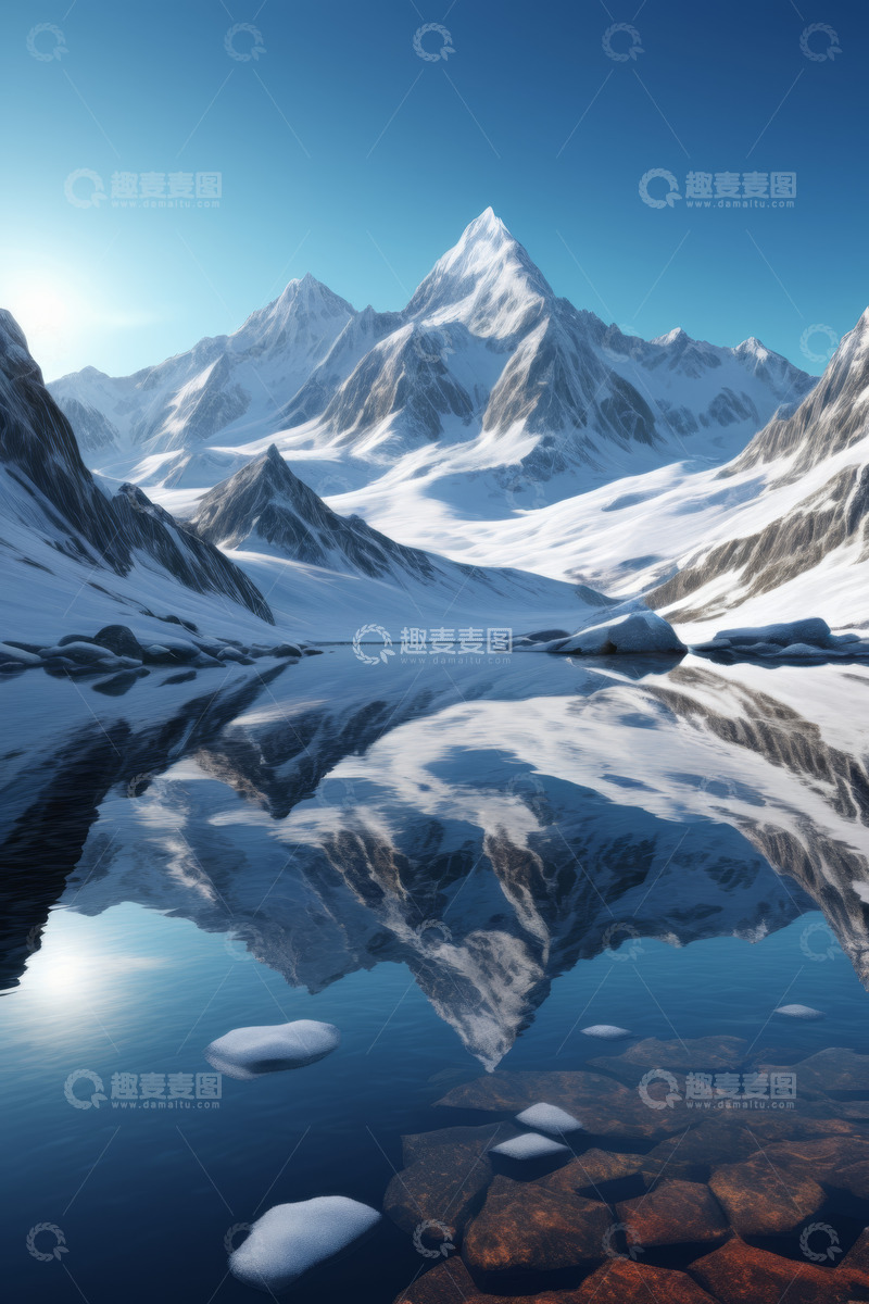 高清大图下载【趣麦麦图】雪山湖泊自然风光