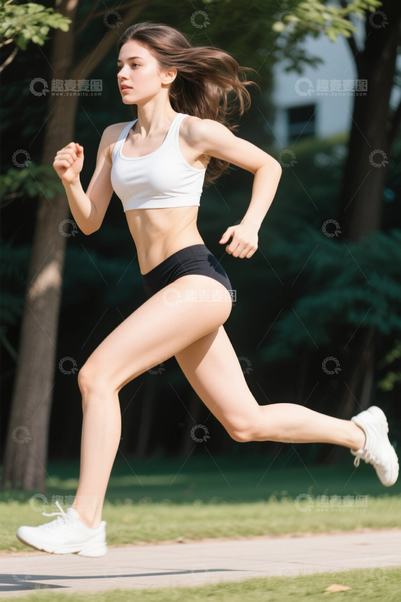 高清大图下载【趣麦麦图】阳光下奔跑的健康女孩