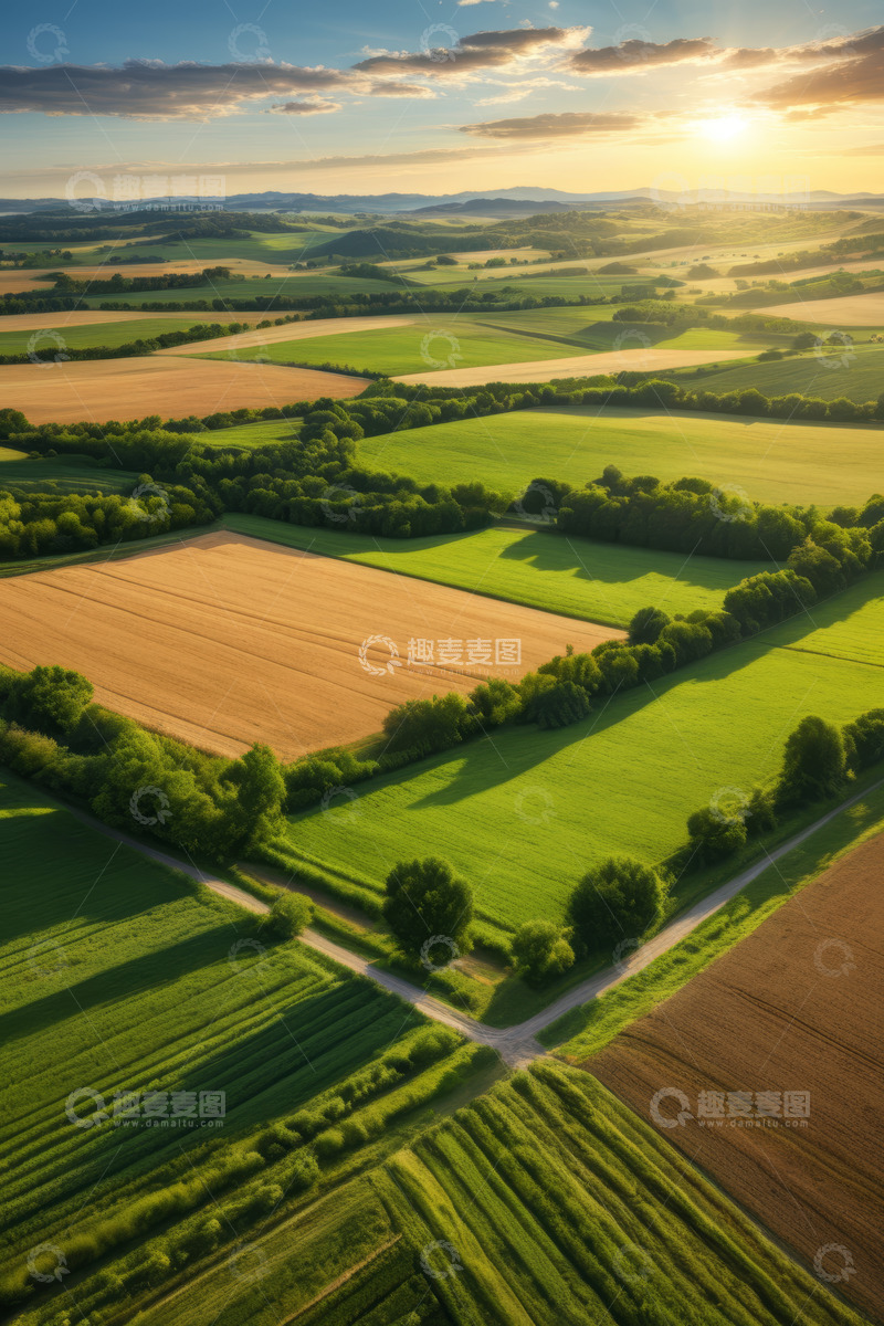 高清大图下载【趣麦麦图】田园风光航拍全景