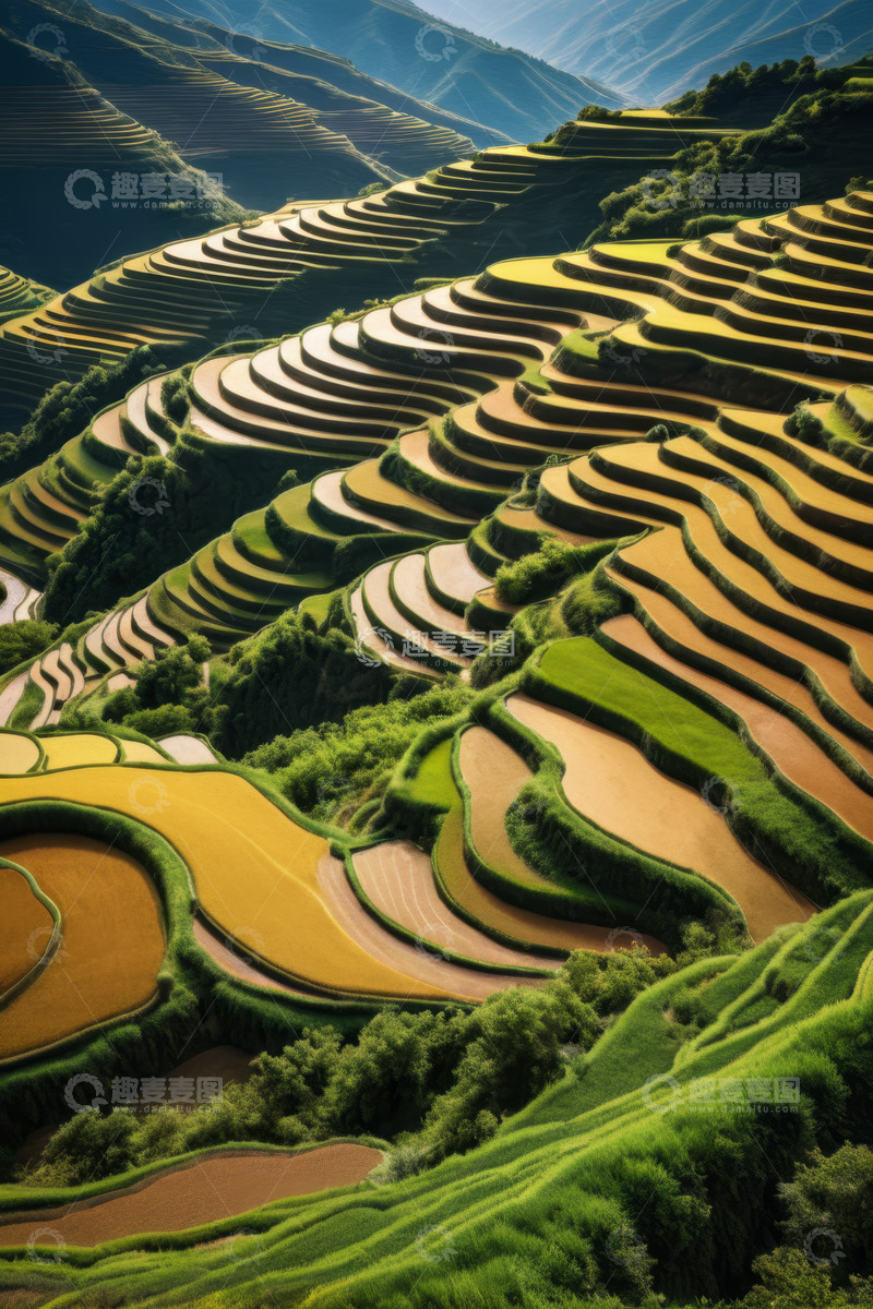 高清大图下载【趣麦麦图】美丽壮观的梯田自然景观