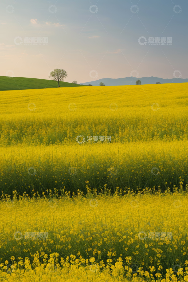 高清大图下载【趣麦麦图】广袤黄色油菜田自然风光