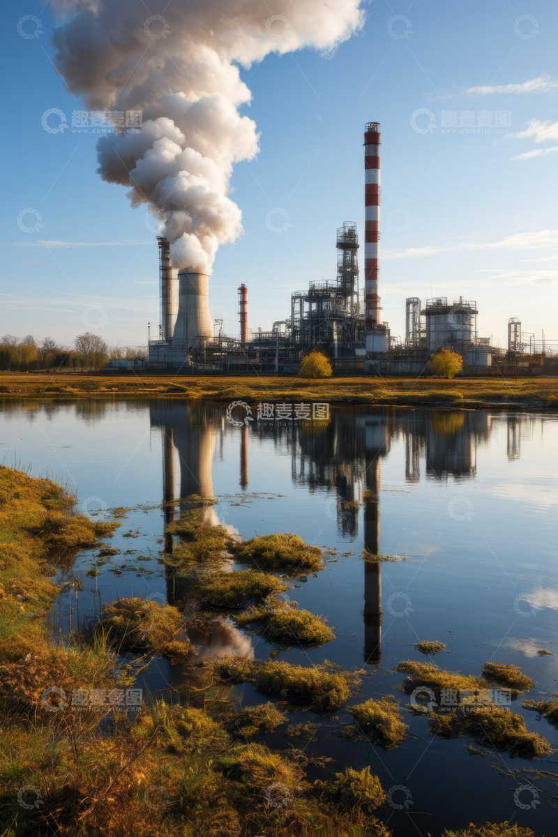 高清大图下载【趣麦麦图】工厂烟囱冒烟全景