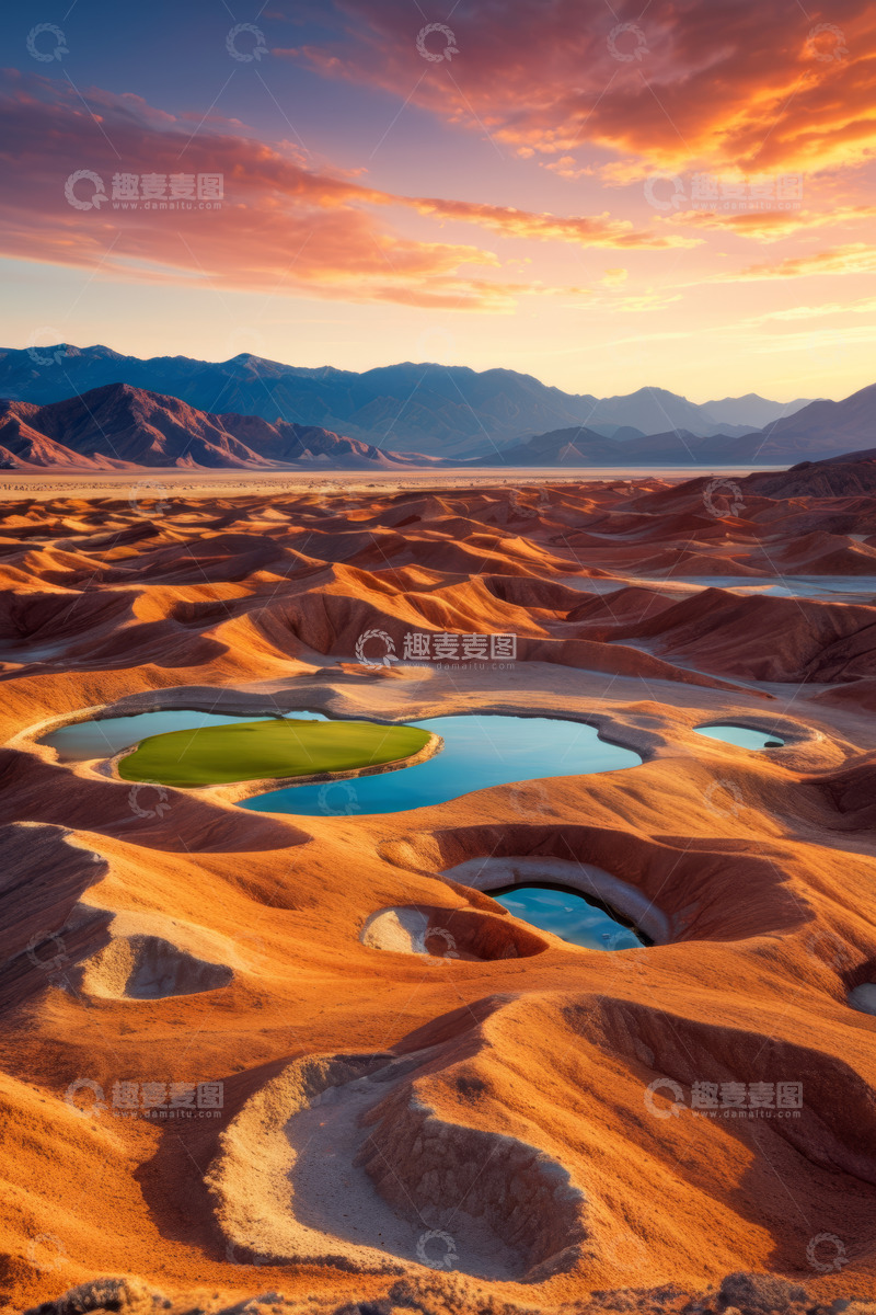 高清大图下载【趣麦麦图】沙漠自然风光与湖泊景观