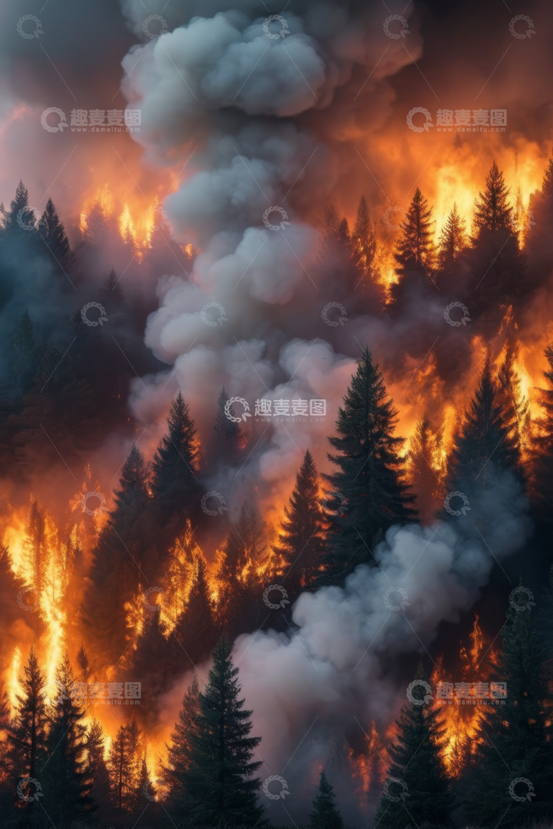 高清大图下载【趣麦麦图】森林火灾场景