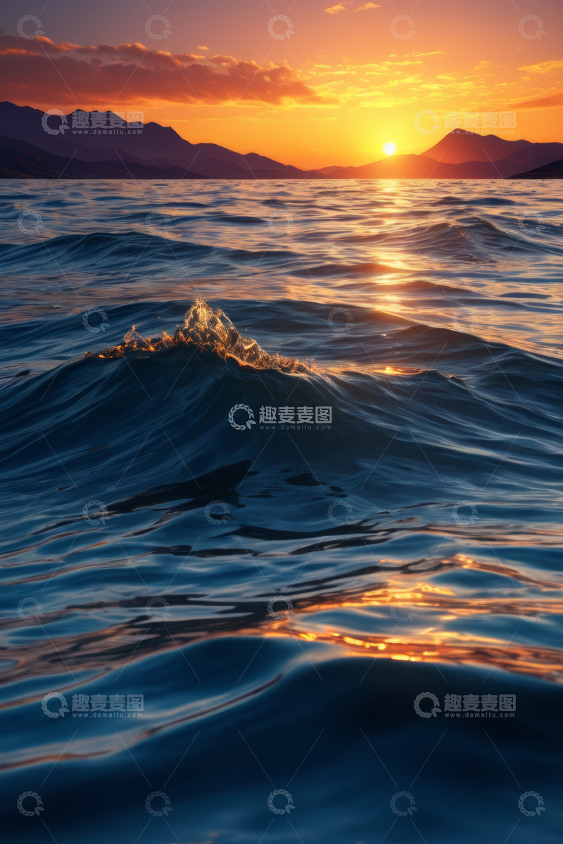 高清大图下载【趣麦麦图】海上日落自然风光