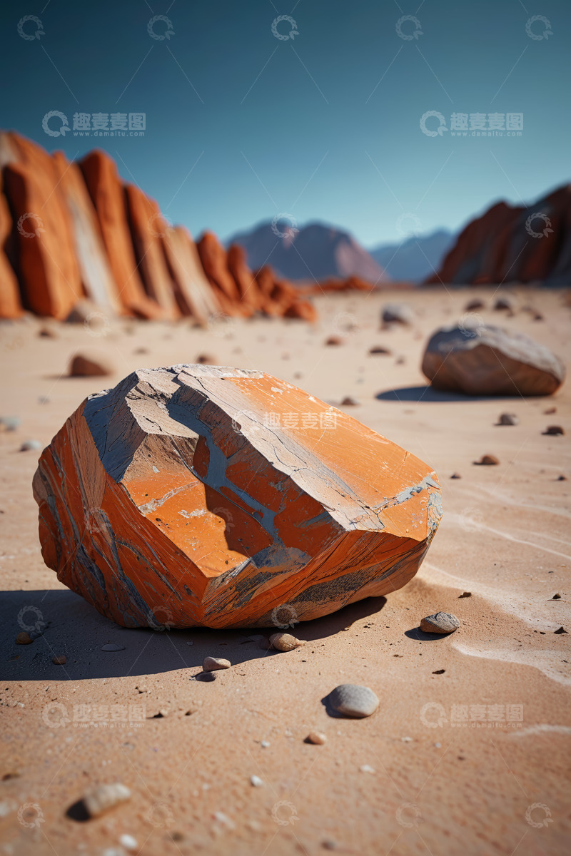 高清大图下载【趣麦麦图】沙漠中孤立的彩色岩石景观