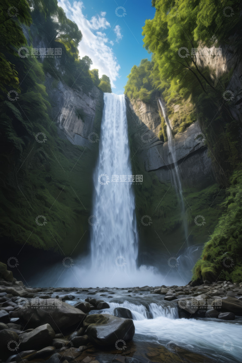 高清大图下载【趣麦麦图】自然风光中的壮丽瀑布景观
