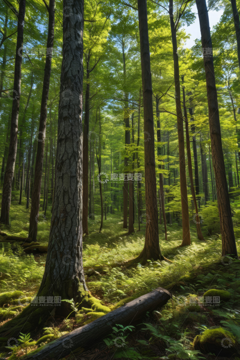 高清大图下载【趣麦麦图】茂密森林绿意盎然景象