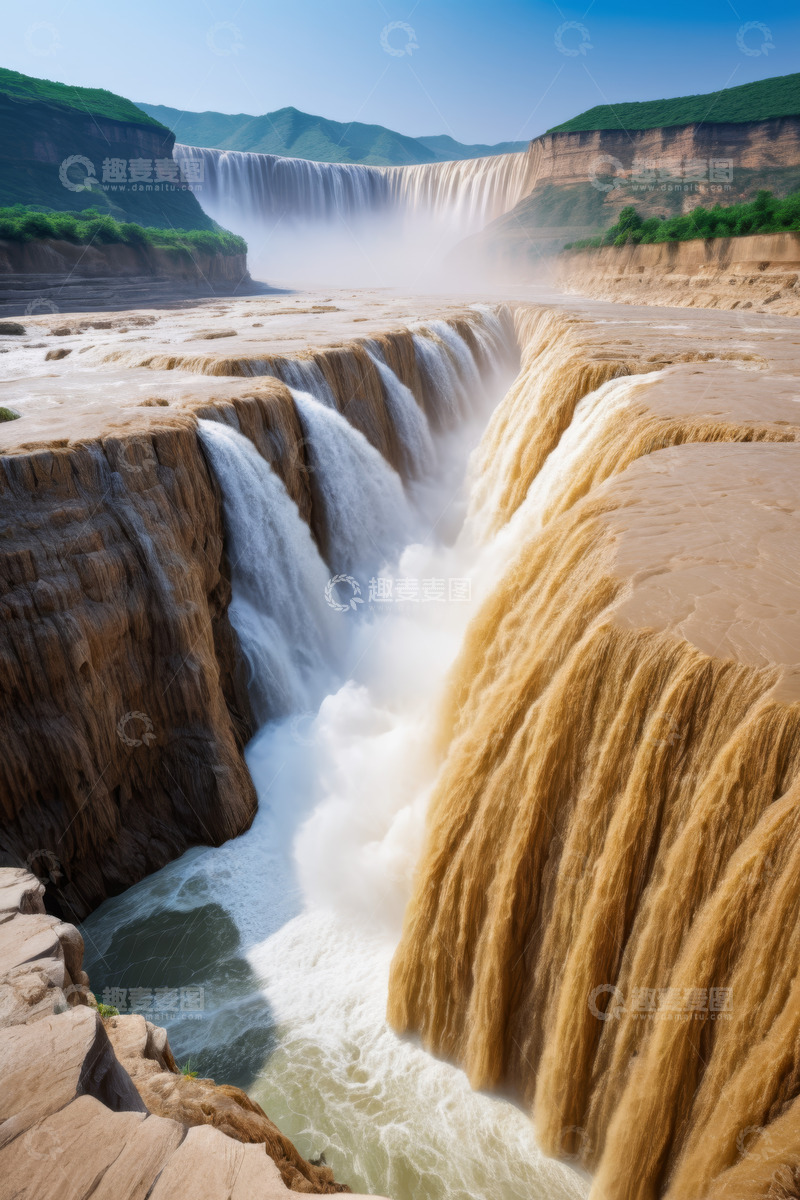 高清大图下载【趣麦麦图】壮观黄河瀑布自然景观