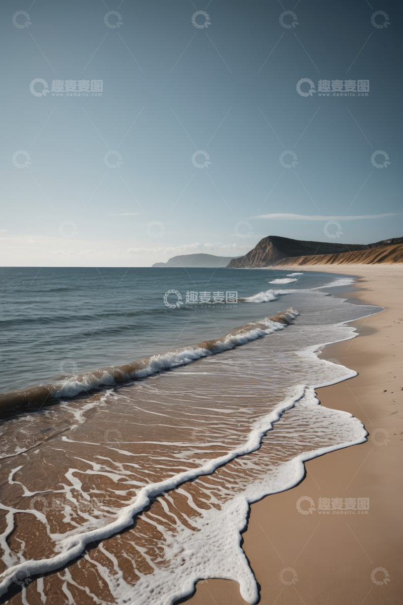 高清大图下载【趣麦麦图】海浪拍打沙滩自然风光