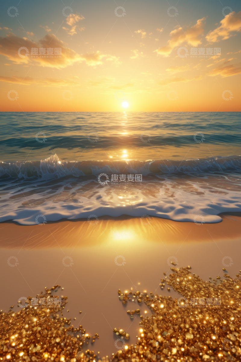 高清大图下载【趣麦麦图】海滩日落海景