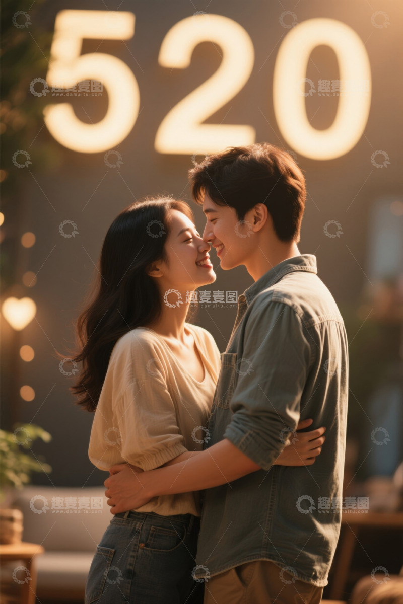 高清大图下载【趣麦麦图】浪漫情侣甜蜜相拥520