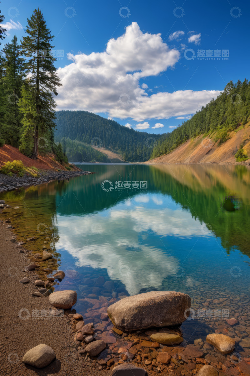 高清大图下载【趣麦麦图】湖畔森林自然风光