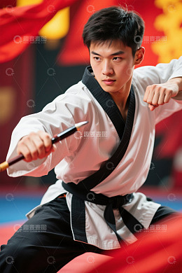 年轻男子练习武术动作