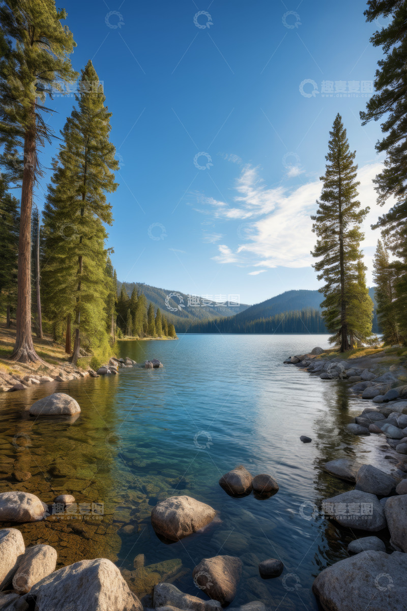 高清大图下载【趣麦麦图】湖畔森林自然风光