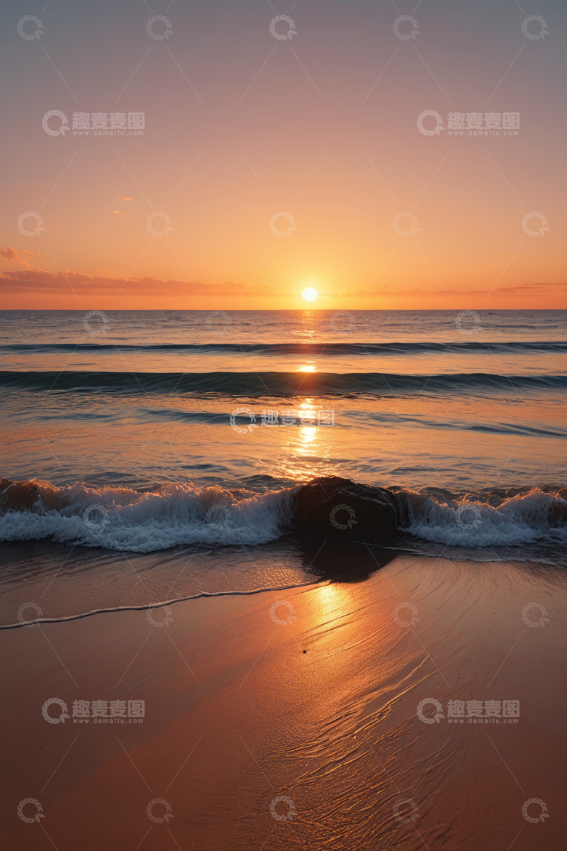 高清大图下载【趣麦麦图】海滩日落海洋景观
