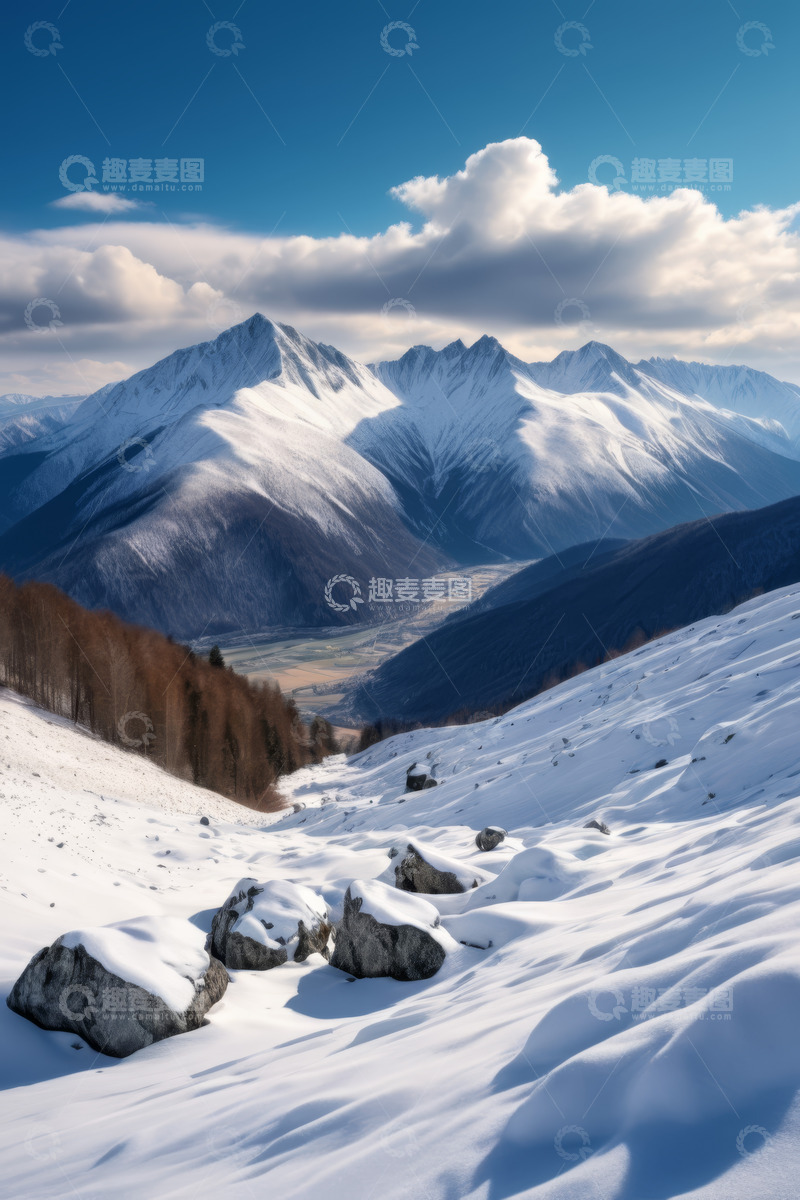 高清大图下载【趣麦麦图】雪山雪景自然风光全景