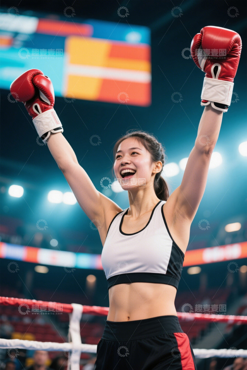 高清大图下载【趣麦麦图】胜利的拳击手庆祝胜利