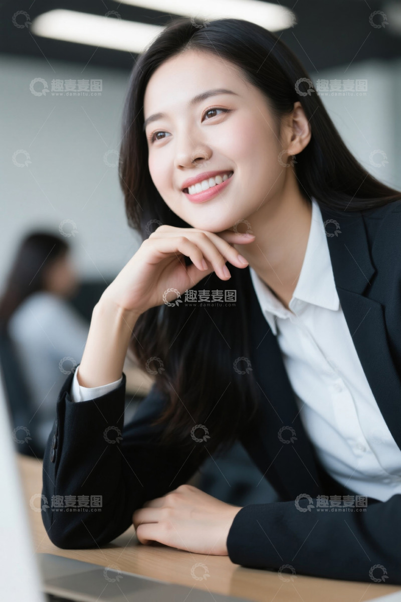 高清大图下载【趣麦麦图】职场女性自信微笑侧颜照