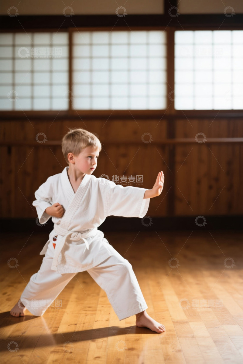 高清大图下载【趣麦麦图】儿童练习空手道动作训练