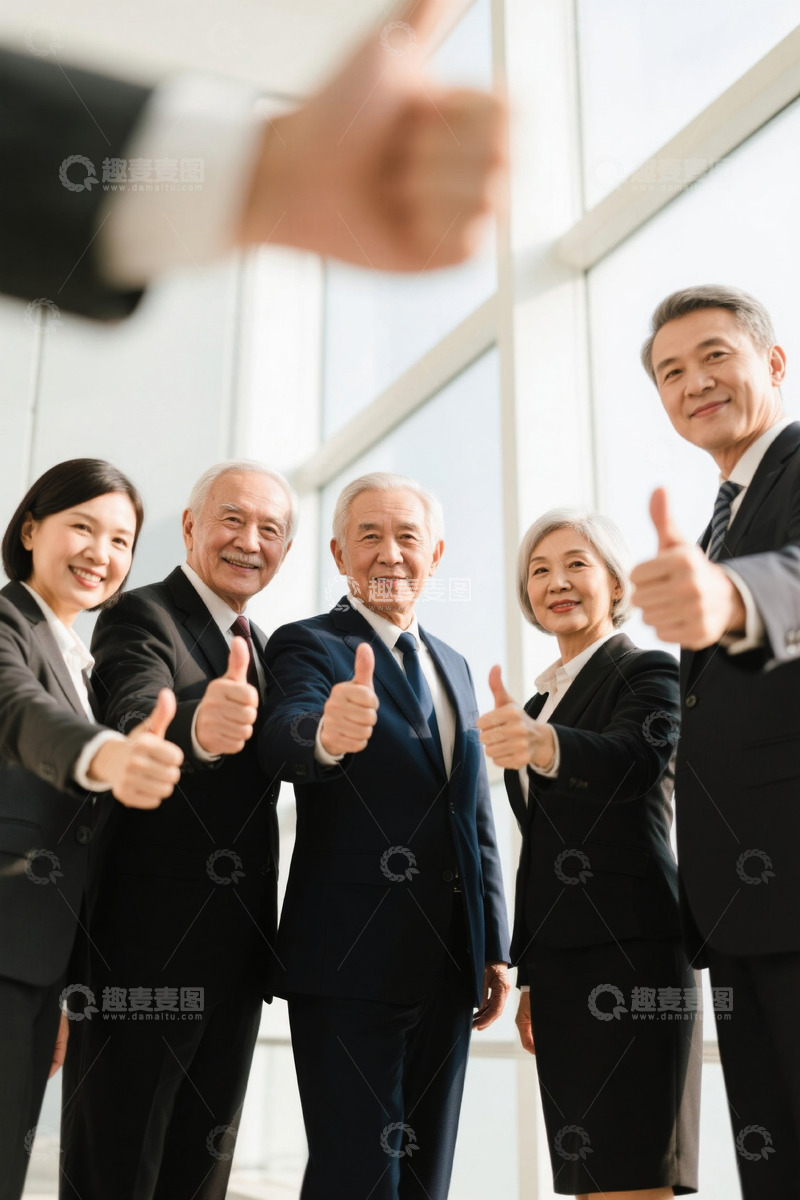 高清大图下载【趣麦麦图】成功团队竖起大拇指点赞
