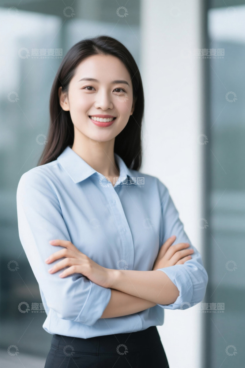 高清大图下载【趣麦麦图】自信微笑的年轻职场女性