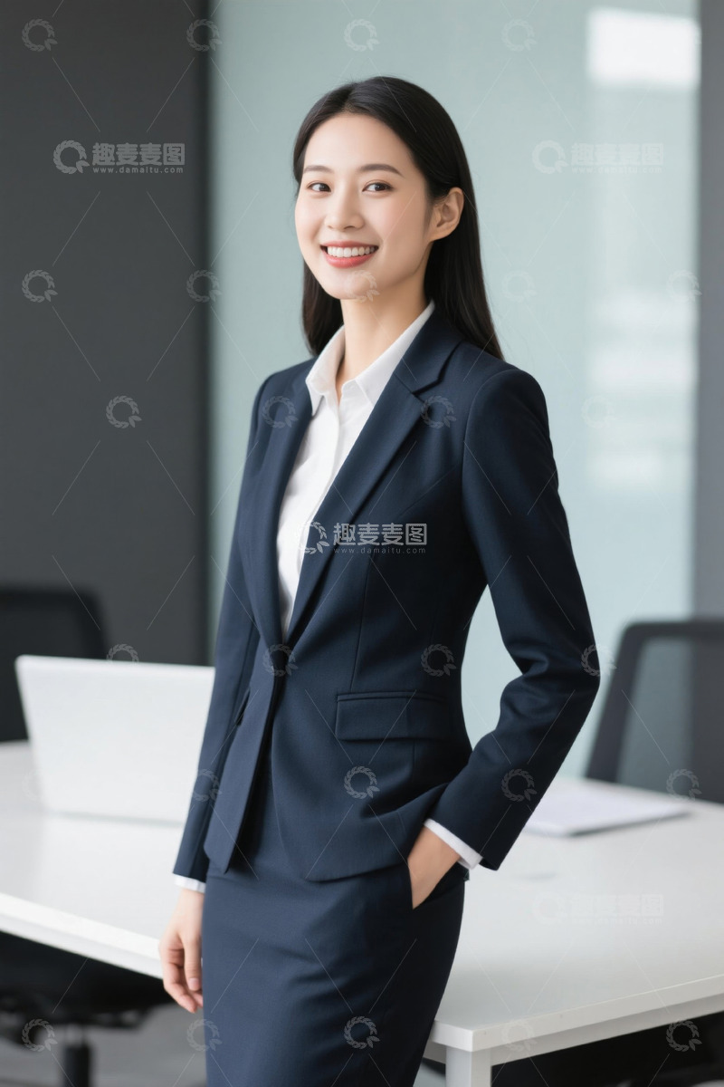 高清大图下载【趣麦麦图】职场女性自信笑容优雅姿态