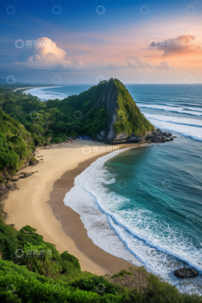 高清大图下载【趣麦麦图】山海相依的美丽海滩风光