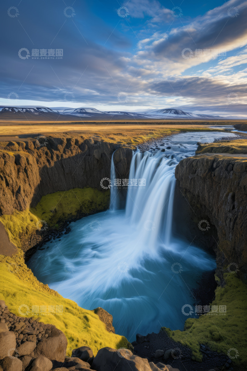 高清大图下载【趣麦麦图】自然风光中的壮丽瀑布景观