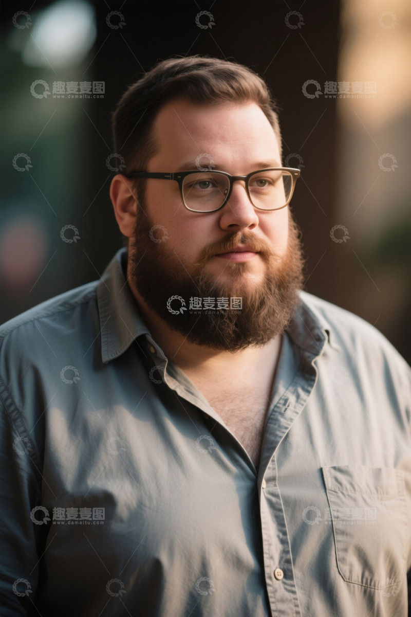 高清大图下载【趣麦麦图】留着胡须戴眼镜的男士肖像