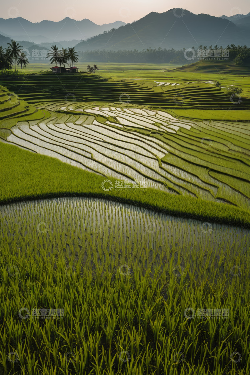 高清大图下载【趣麦麦图】亚洲梯田稻田自然风光