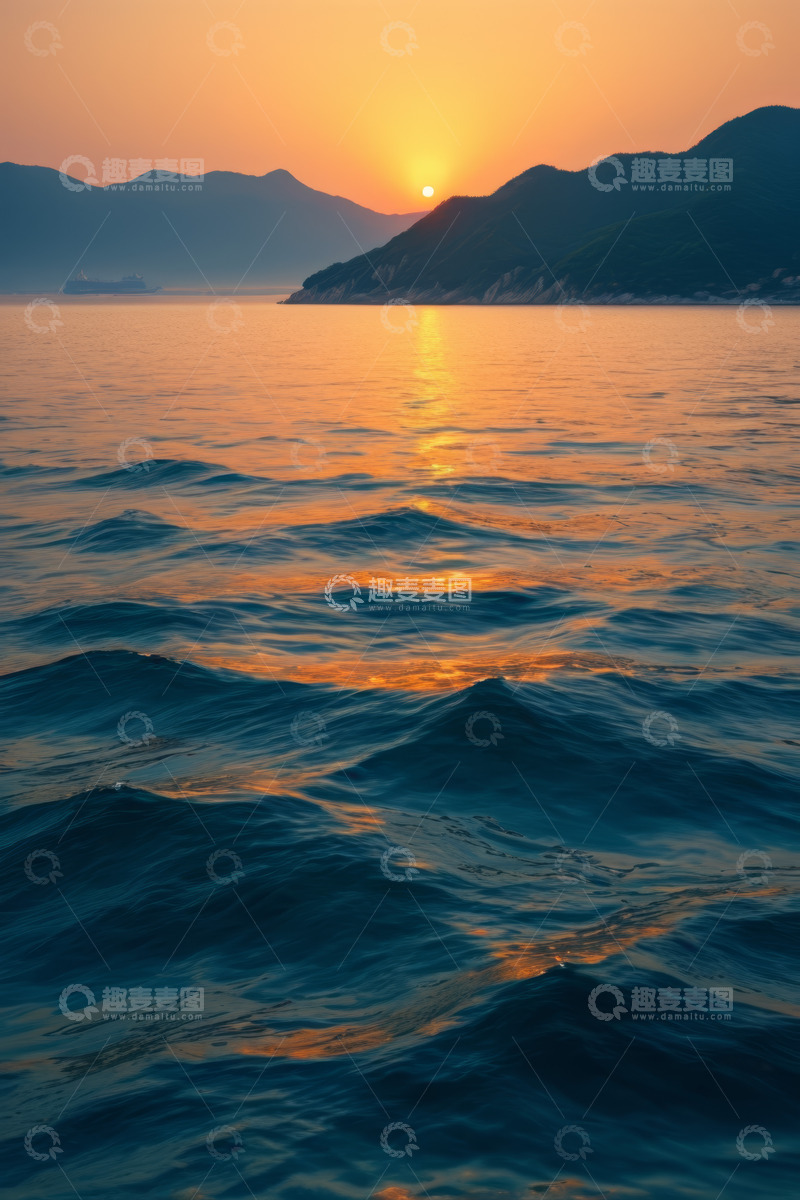 高清大图下载【趣麦麦图】海上日落自然风光景象