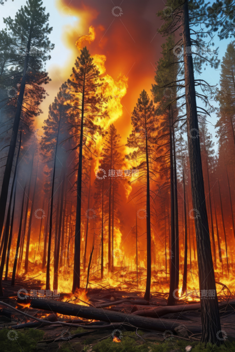高清大图下载【趣麦麦图】森林野火熊熊燃烧景象