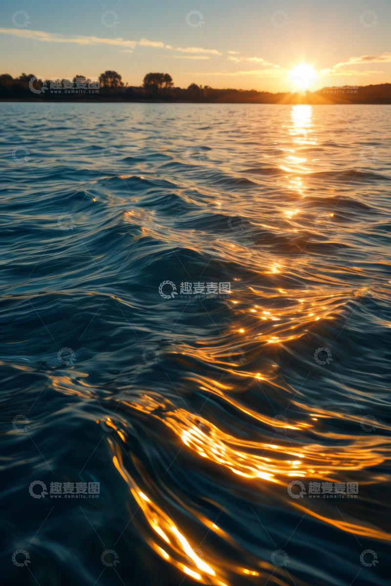 高清大图下载【趣麦麦图】水面夕阳自然景观