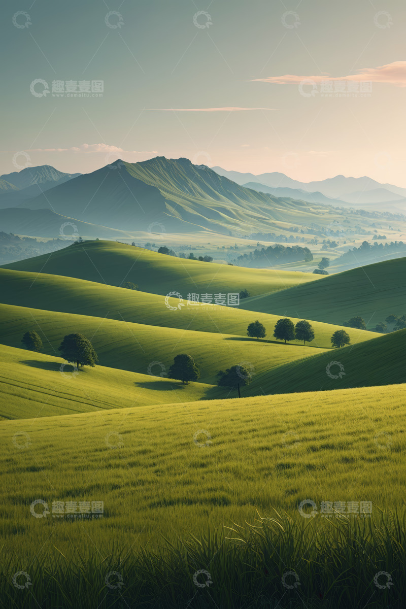 高清大图下载【趣麦麦图】绿色山丘自然风光远景
