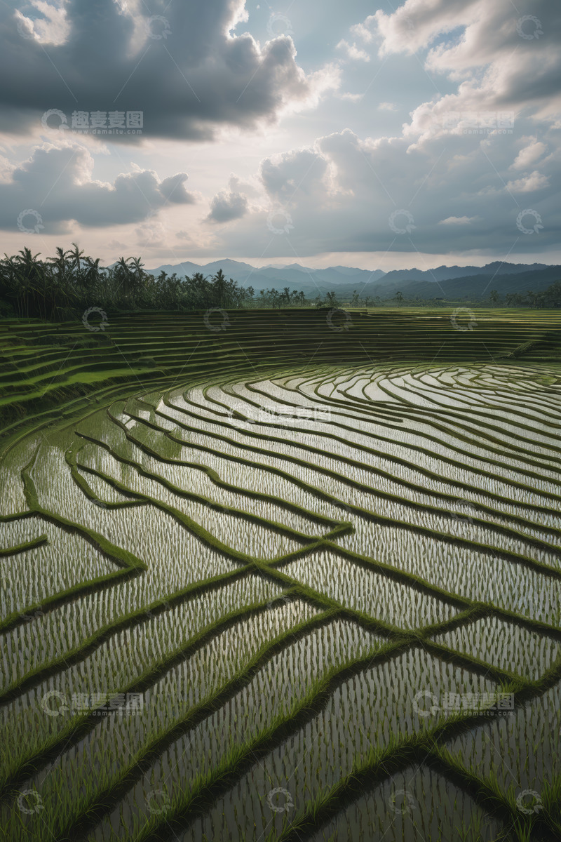 高清大图下载【趣麦麦图】田园风光水稻梯田全景