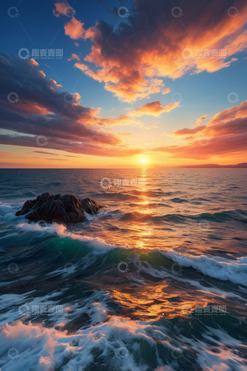 高清大图下载【趣麦麦图】海上日落自然风光