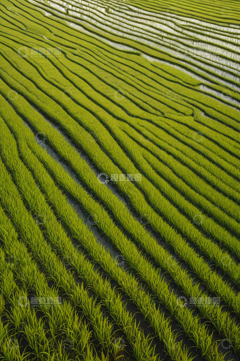 高清大图下载【趣麦麦图】航拍绿色水稻梯田