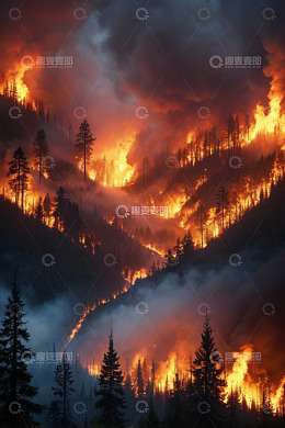 山林火灾爆发的场景