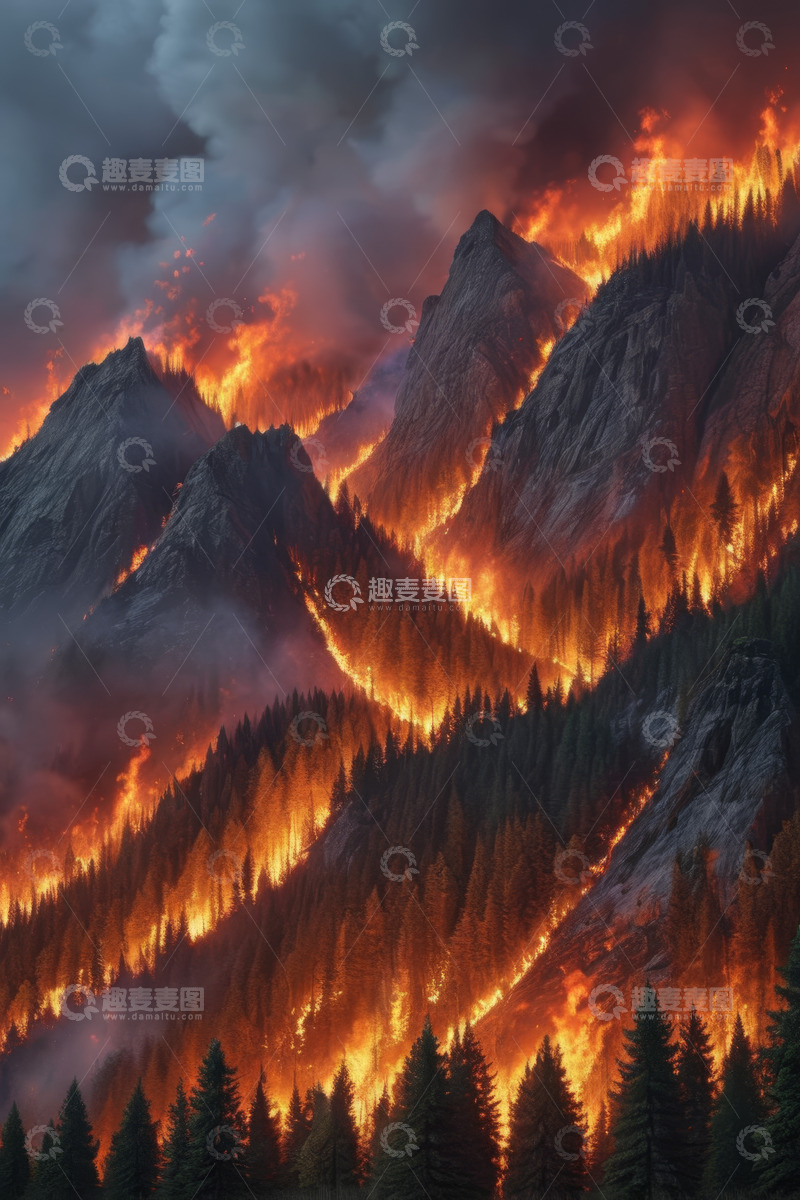 高清大图下载【趣麦麦图】山林燃烧景象