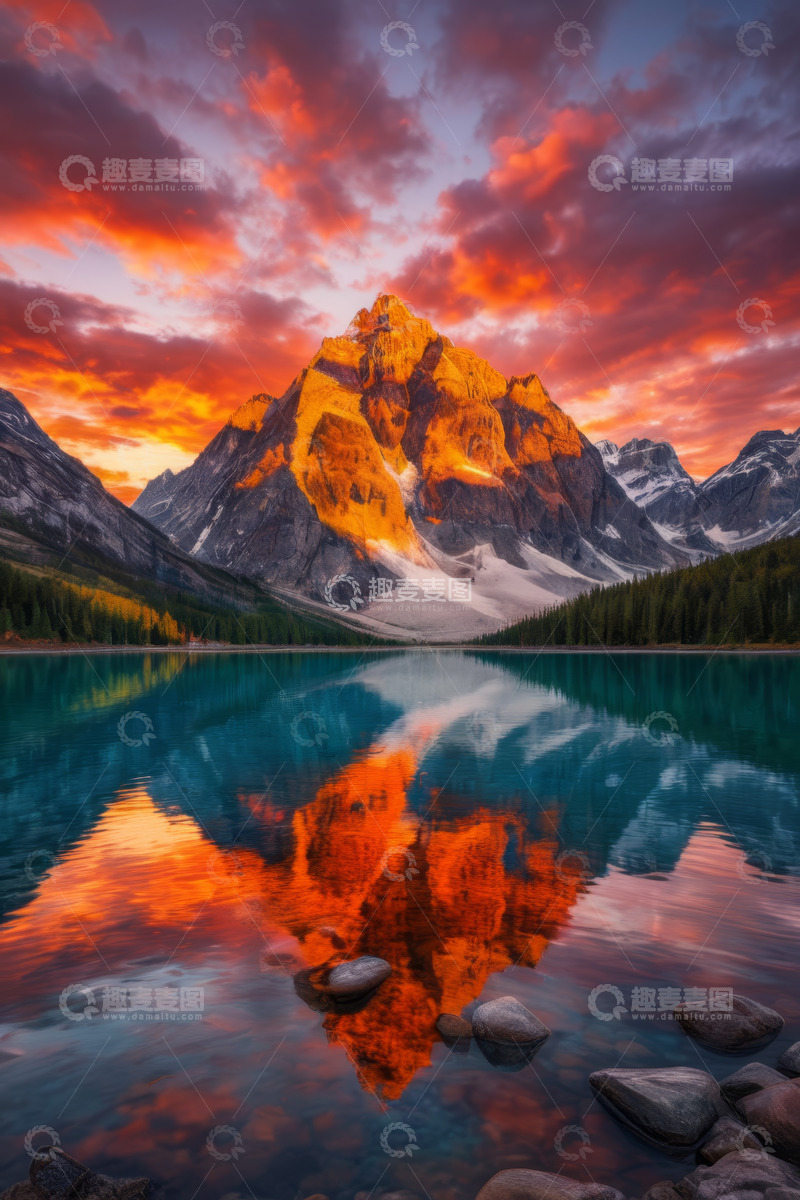 高清大图下载【趣麦麦图】加拿大壮美雪山湖泊风景