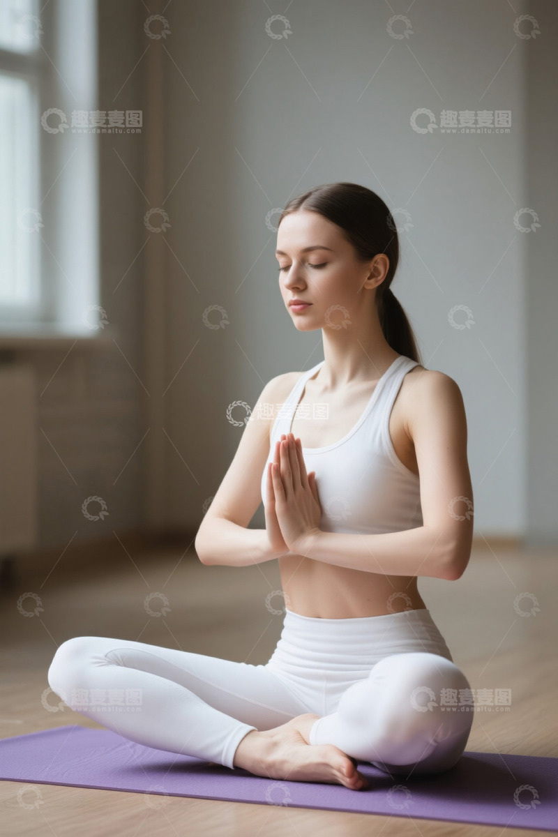 高清大图下载【趣麦麦图】瑜伽女性冥想练习室场景