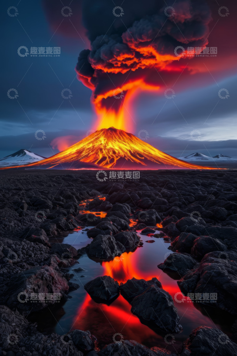 高清大图下载【趣麦麦图】冰岛火山喷发自然景观