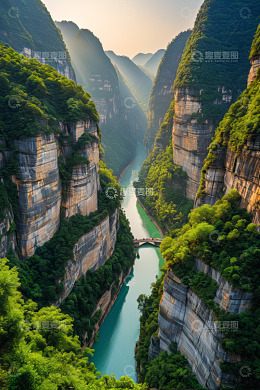 峡谷河流自然风光