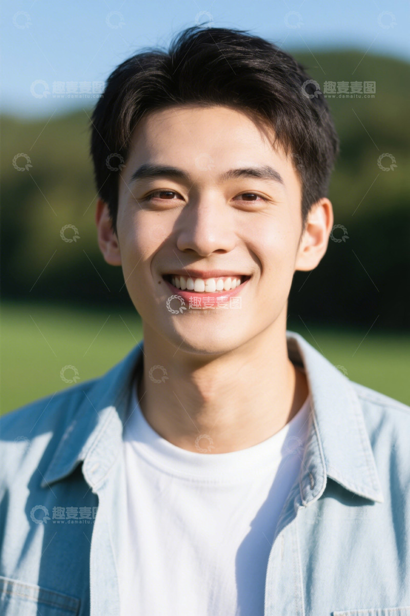 高清大图下载【趣麦麦图】阳光下笑容灿烂的年轻男子