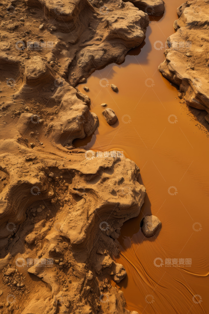 高清大图下载【趣麦麦图】沙漠中积水与岩石景象